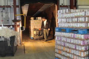 Hannaford donation coming off the truck