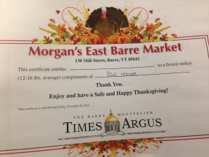 Time Argus Turkey Donation