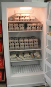 New fridge full of eggs and veggies!