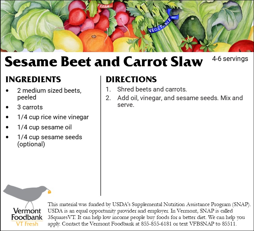 Recipe for sesame beet and carrot slaw