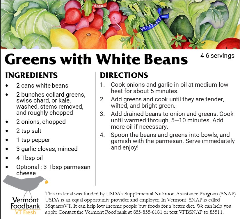 Recipe for greens with white beans