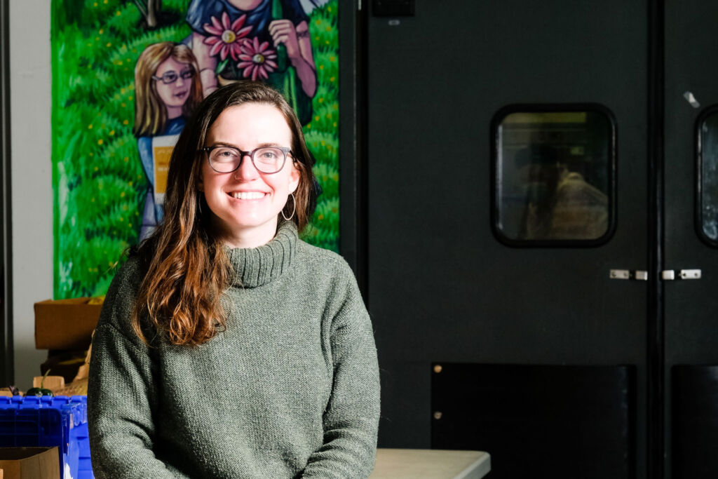 Julia, photographed at Feeding Chittenden, has worked to get an online ordering system in place at the organization.