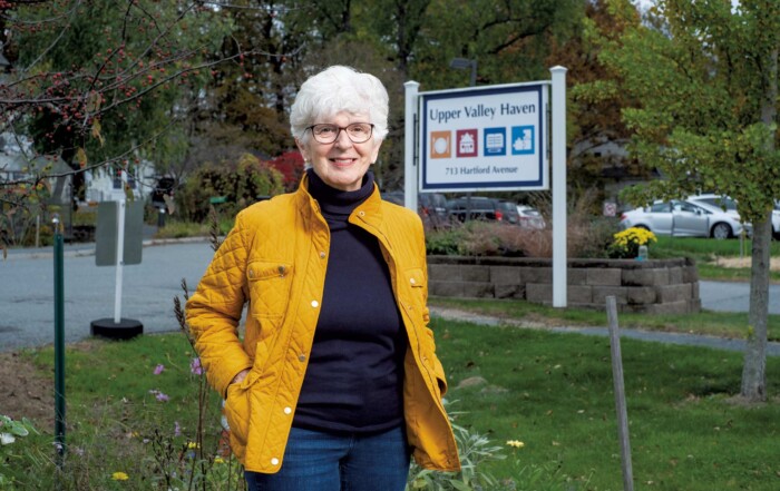 Photograph of Sara outside the Upper Valley Haven.