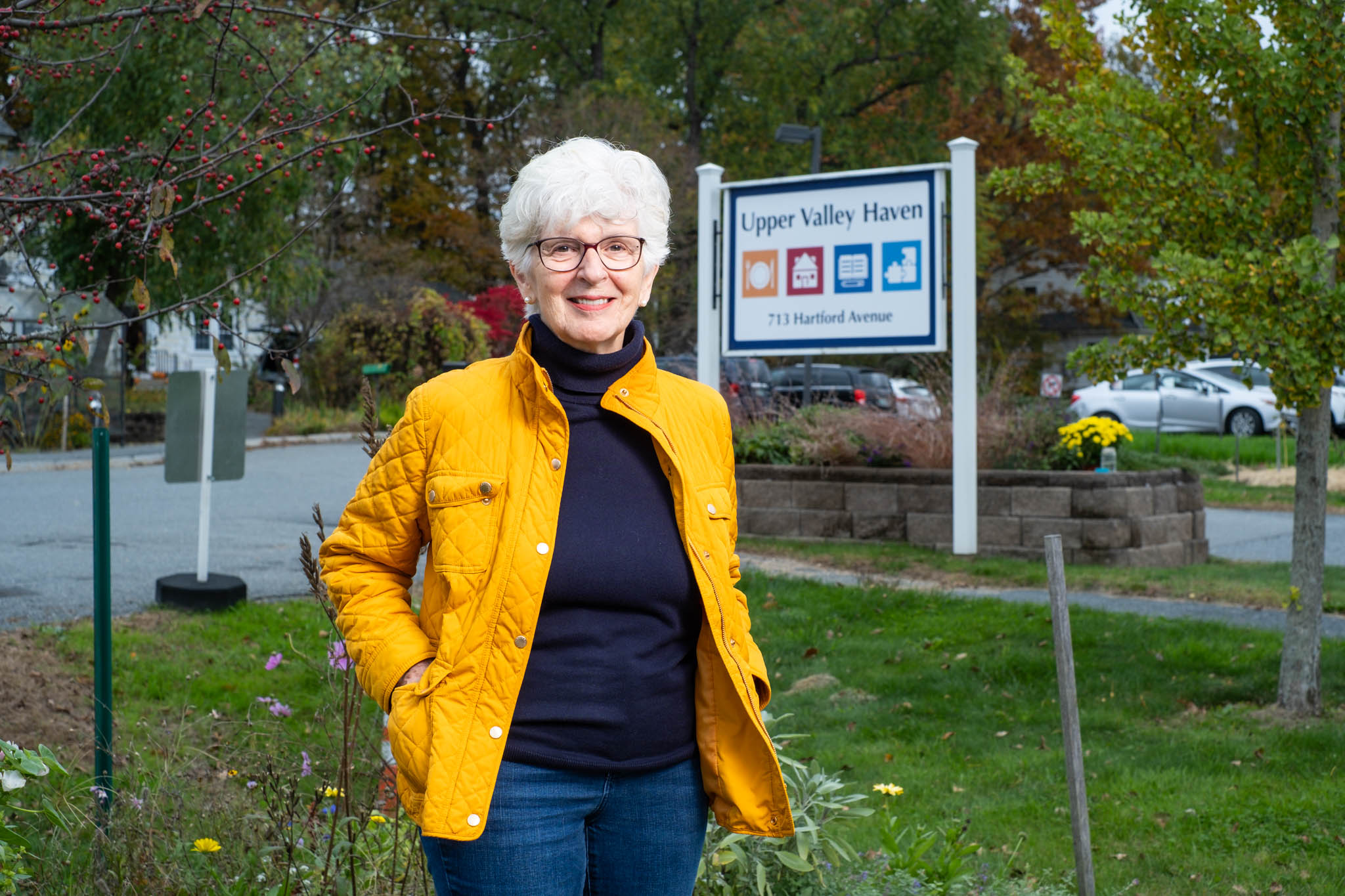 Photograph of Sara outside the Upper Valley Haven.