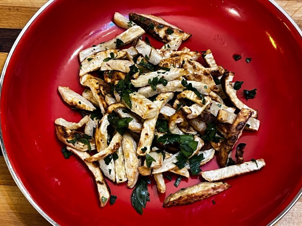 Roasted celeriac on a plate