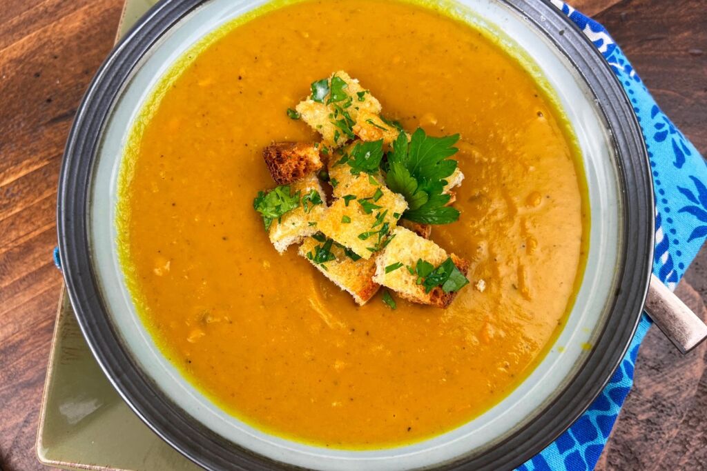 Photo of bowl of Creamy Curry Sweet Potato Soup