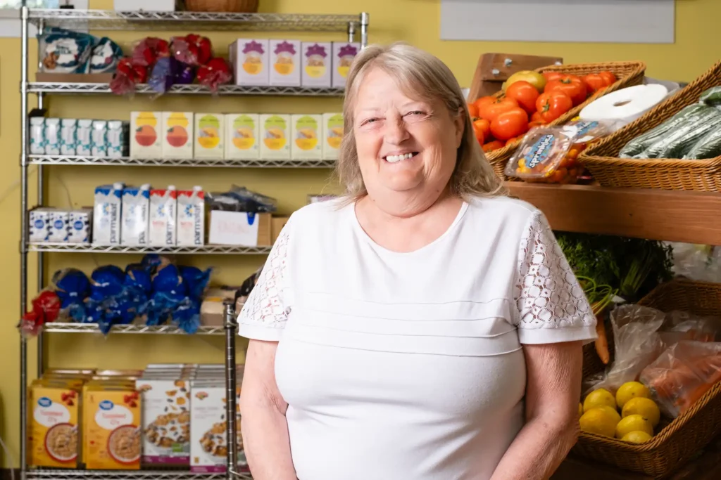 Cindy and staff and volunteers at the Bethel Area Food Shelf are working to get fresh groceries to neighbors in the community.