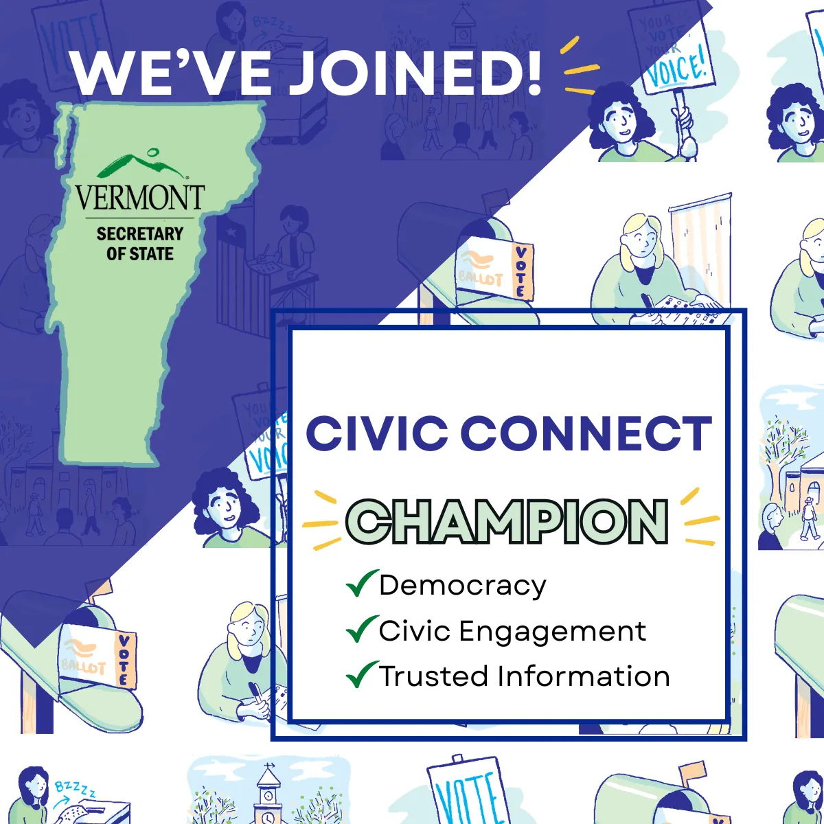 Vermont Foodbank has joined the Secretary of State's Civic Connect Program this election year to show support for democracy, civic engagement and trusted information.
